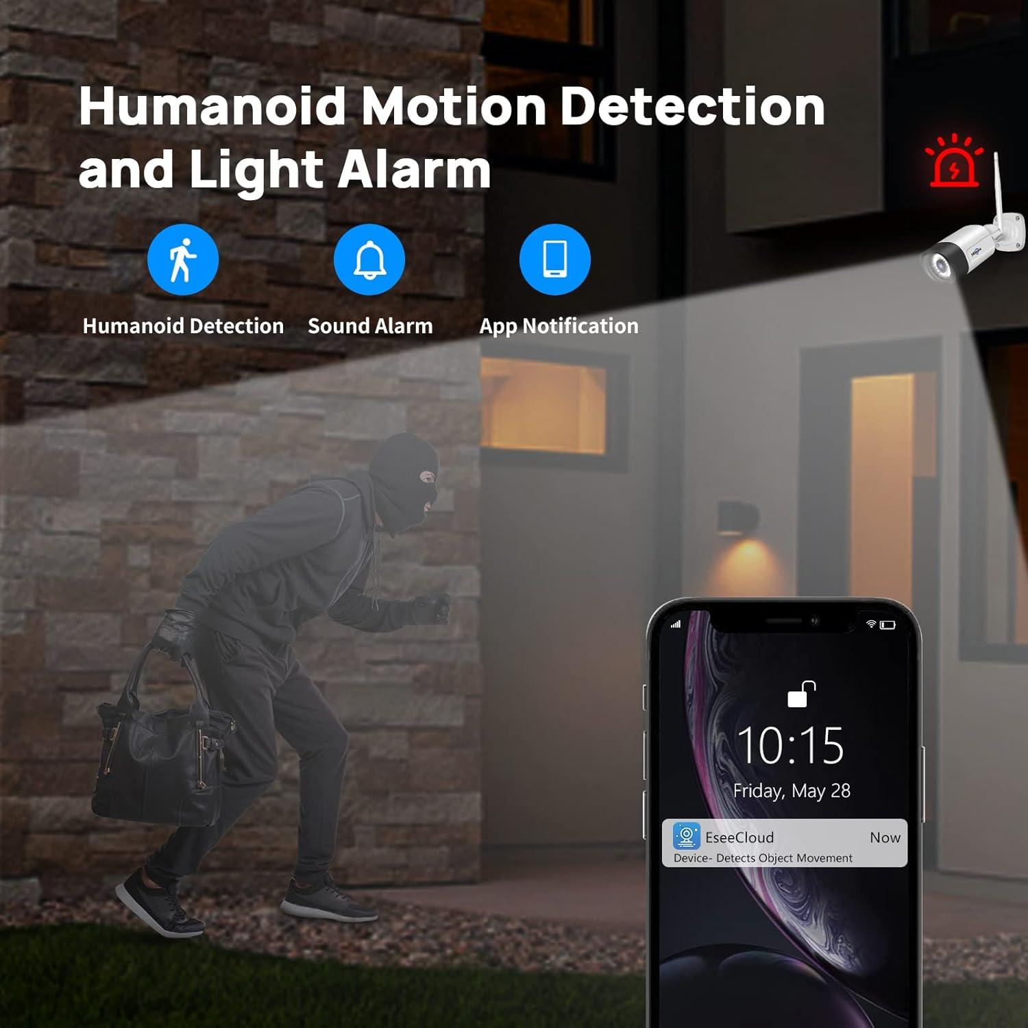 Sistema de Cámara de Seguridad Hiseeu 2.5K 5MP WiFi 4 Piezas