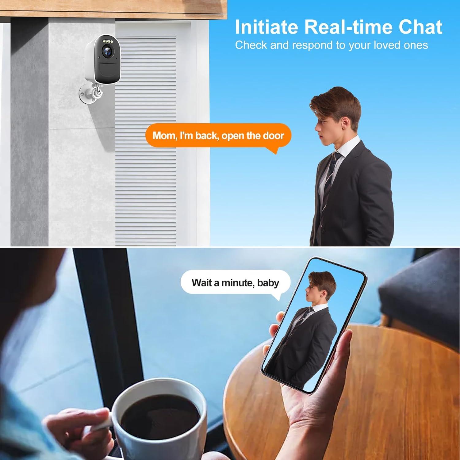 Cámara de Seguridad Inalámbrica PHANSATIM 2K con Detección de Movimiento