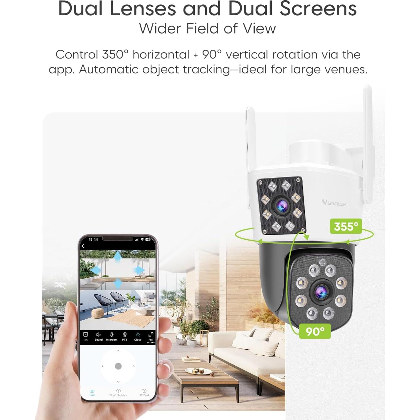 Cámara de Seguridad Exterior VSTARCAM C662DR 3MP Doble Lente 360°