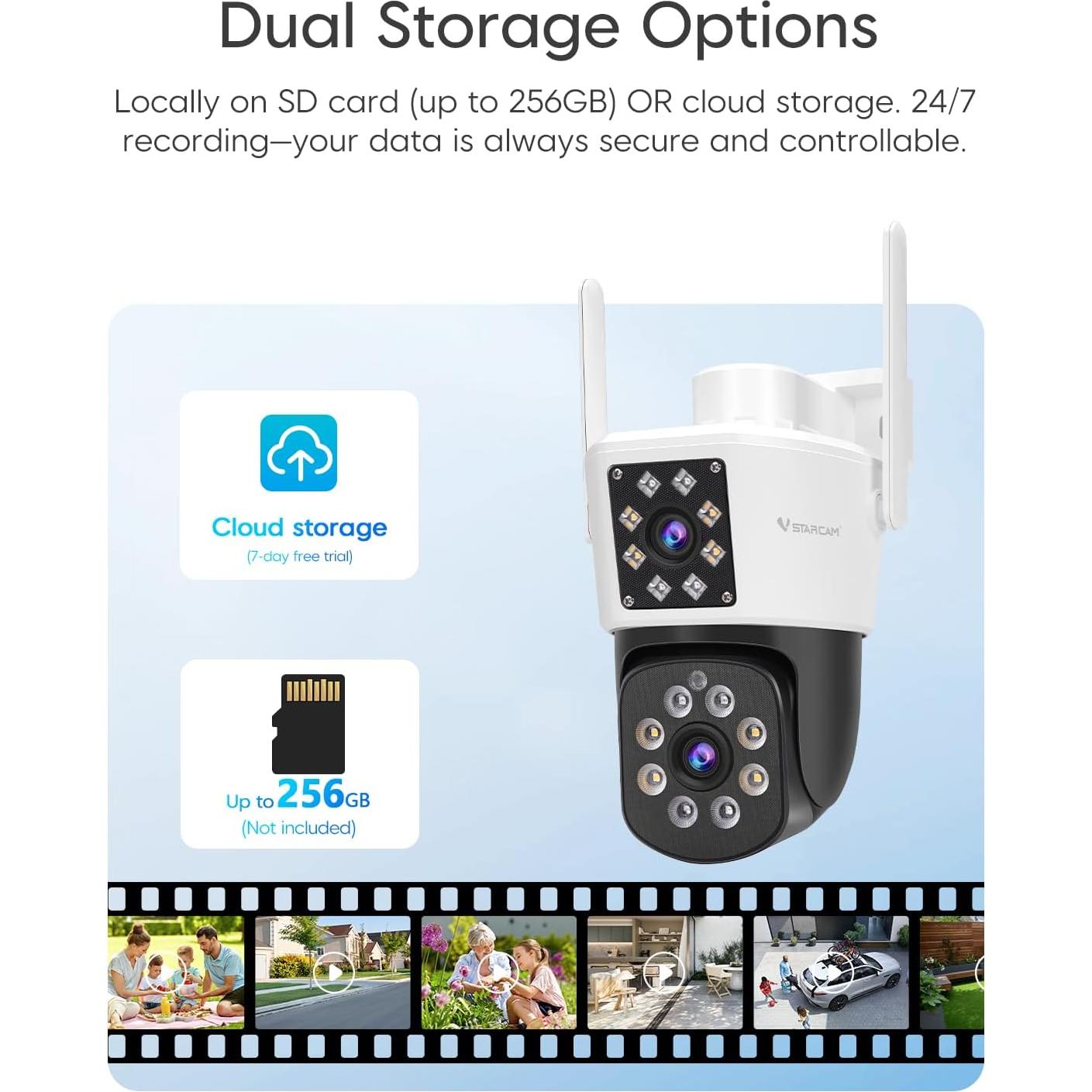 Cámara de Seguridad Exterior VSTARCAM C662DR 3MP Doble Lente 360°