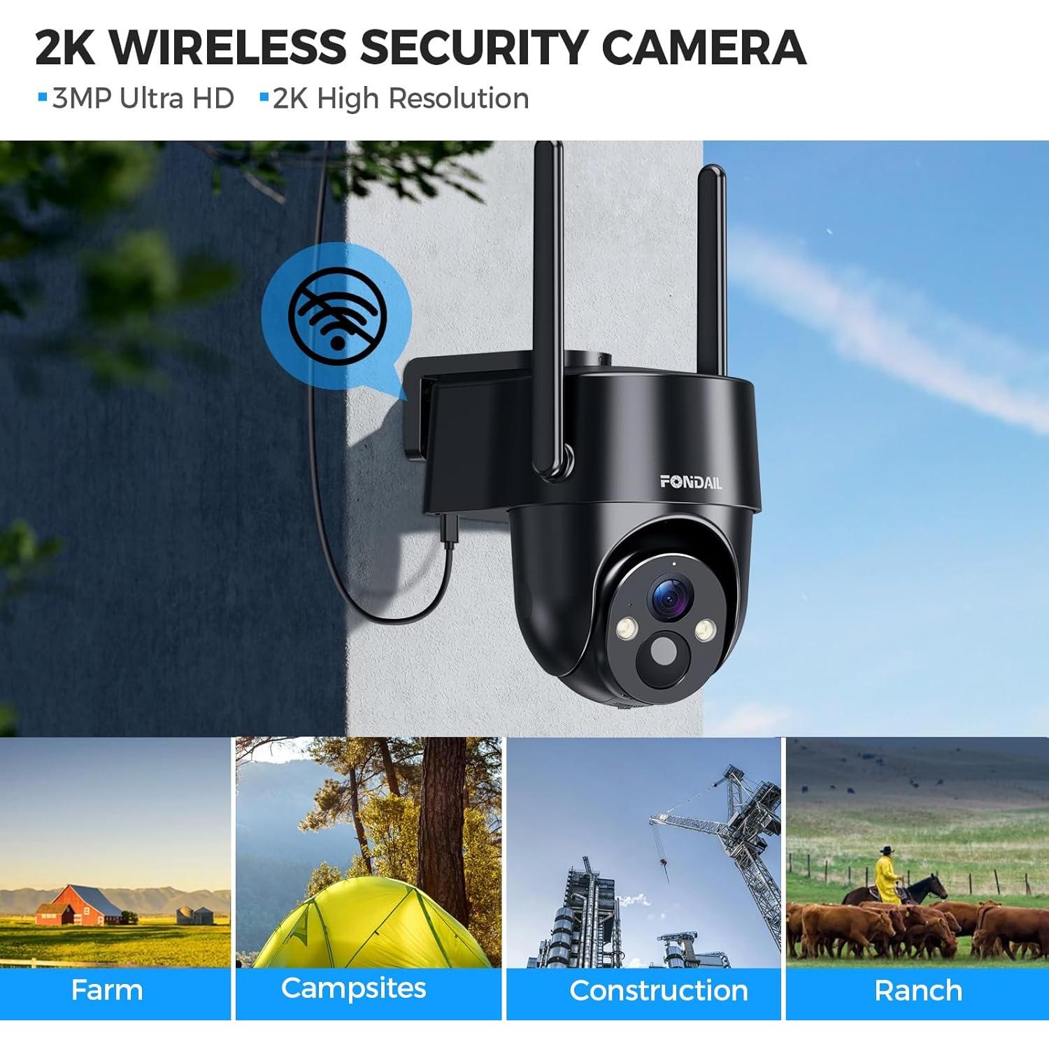 Cámara de Seguridad Solar 4G FONDAIL 2K Inalámbrica Exterior