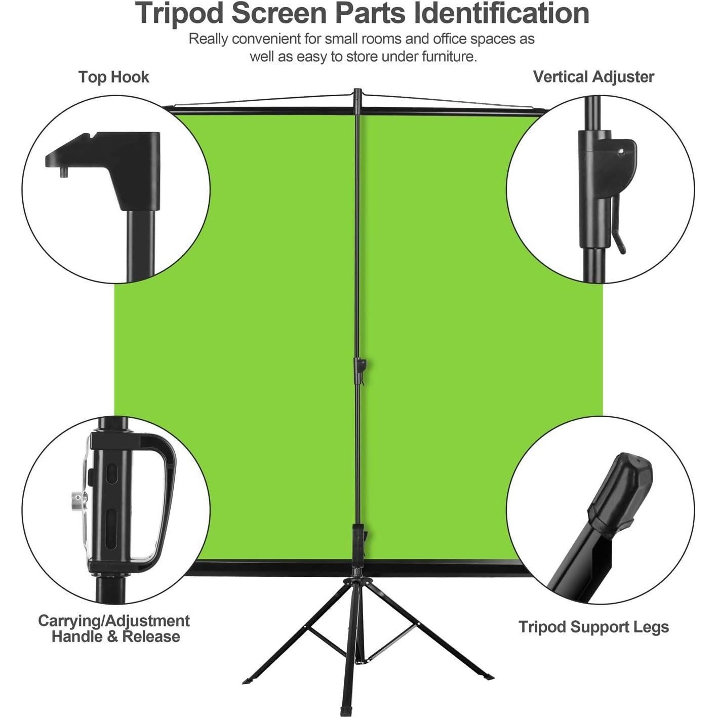 Fondo Verde Plegable Emart 200x180 cm con Trípode Ajustable
