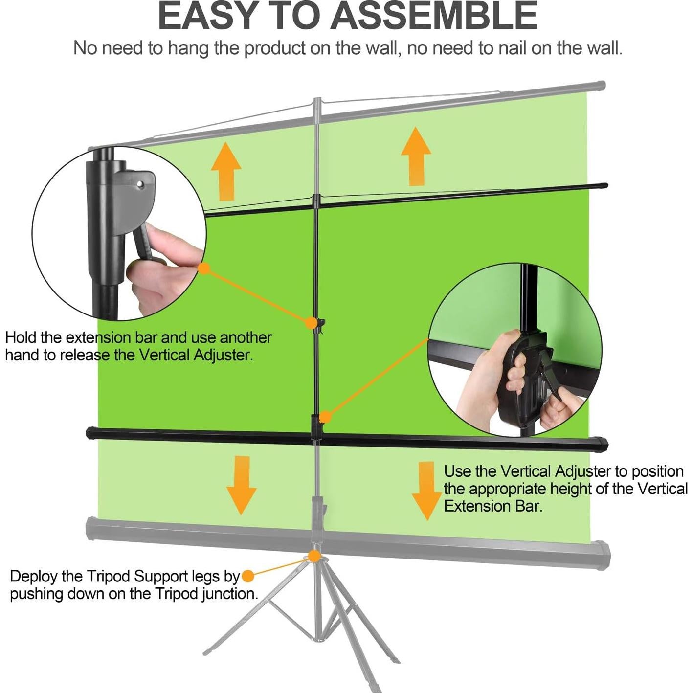 Fondo Verde Plegable Emart 200x180 cm con Trípode Ajustable
