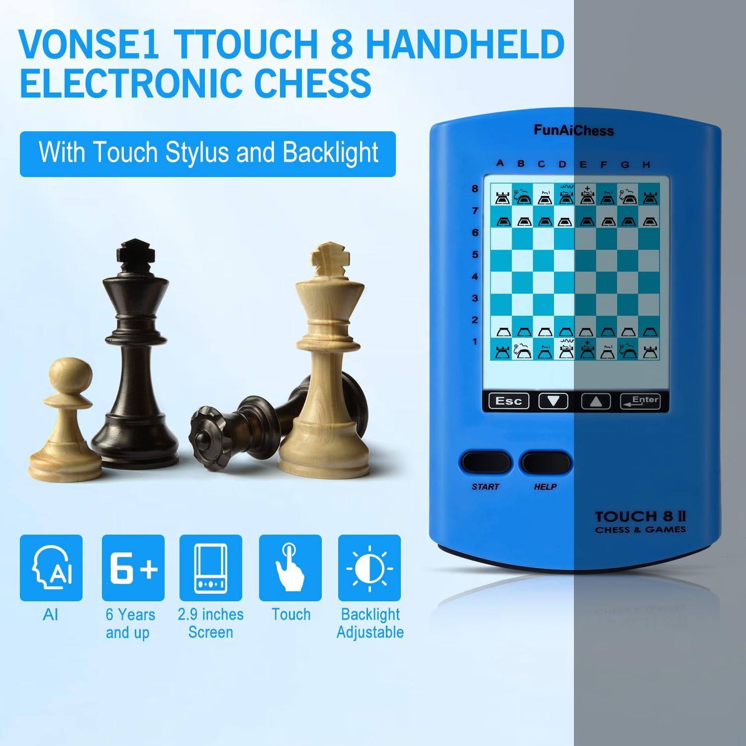 Tablero de Ajedrez Electrónico FunAiChess 8 en 1 HD Azul