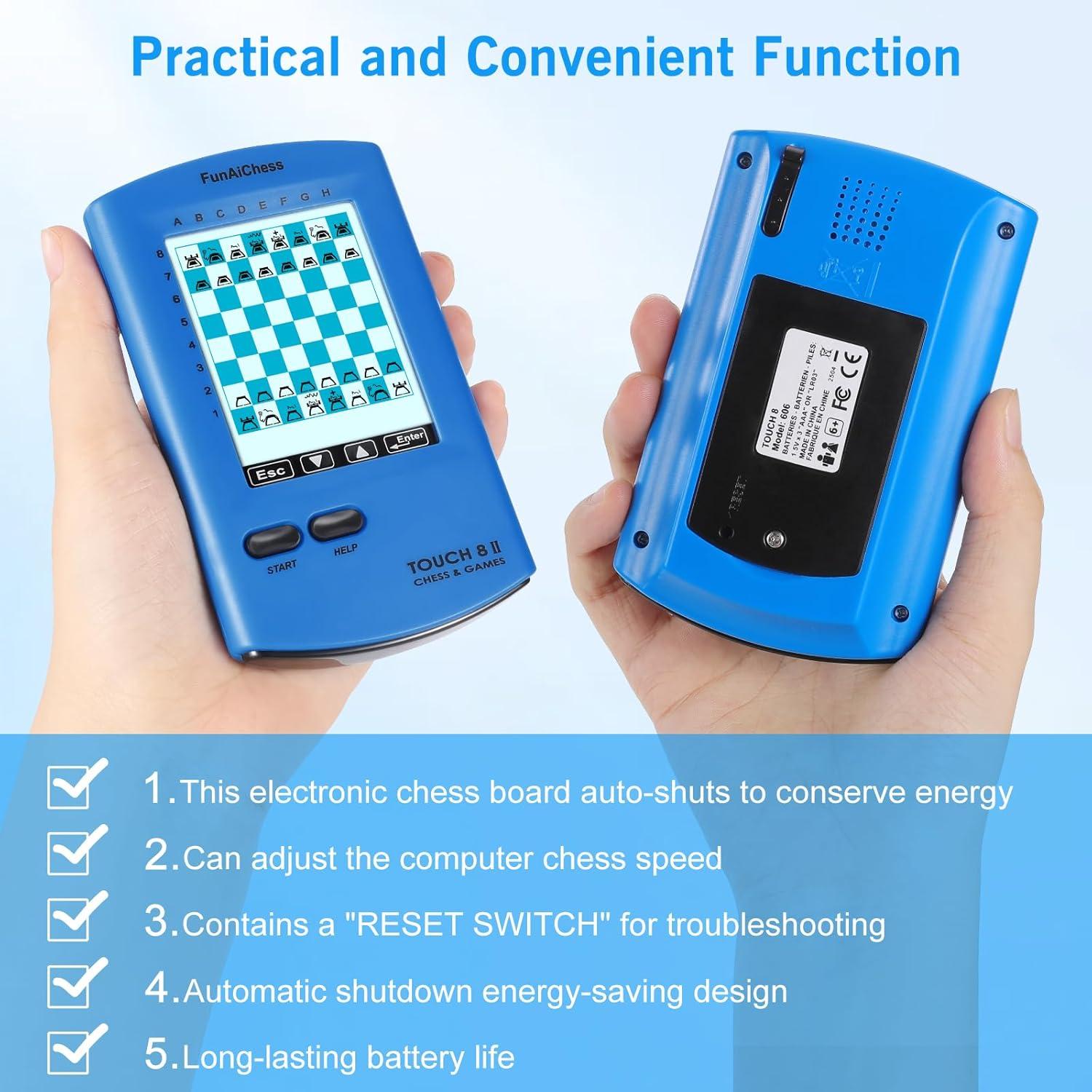 Tablero de Ajedrez Electrónico FunAiChess 8 en 1 HD Azul