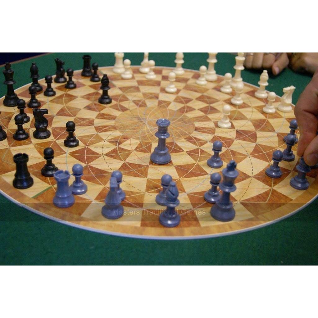 Ajedrez para 3 Personas - Tablero Redondo 48 Piezas PVC