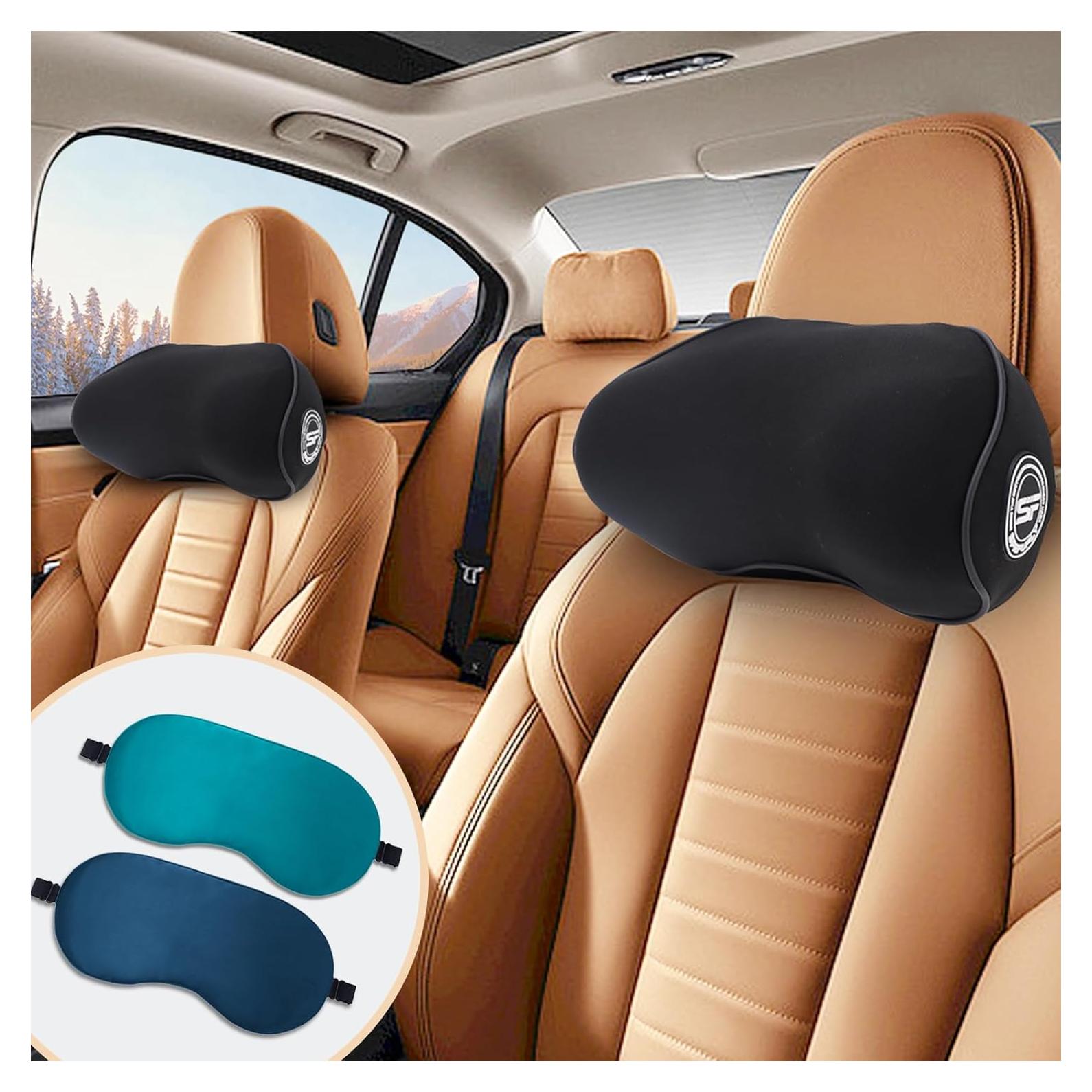 Almohadas para Reposacabezas de Coche SPRFUFLY - Espuma Viscoelástica 100% - Paquete de 2