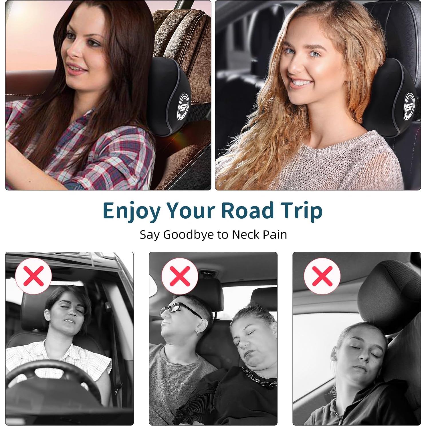 Almohadas para Reposacabezas de Coche SPRFUFLY - Espuma Viscoelástica 100% - Paquete de 2