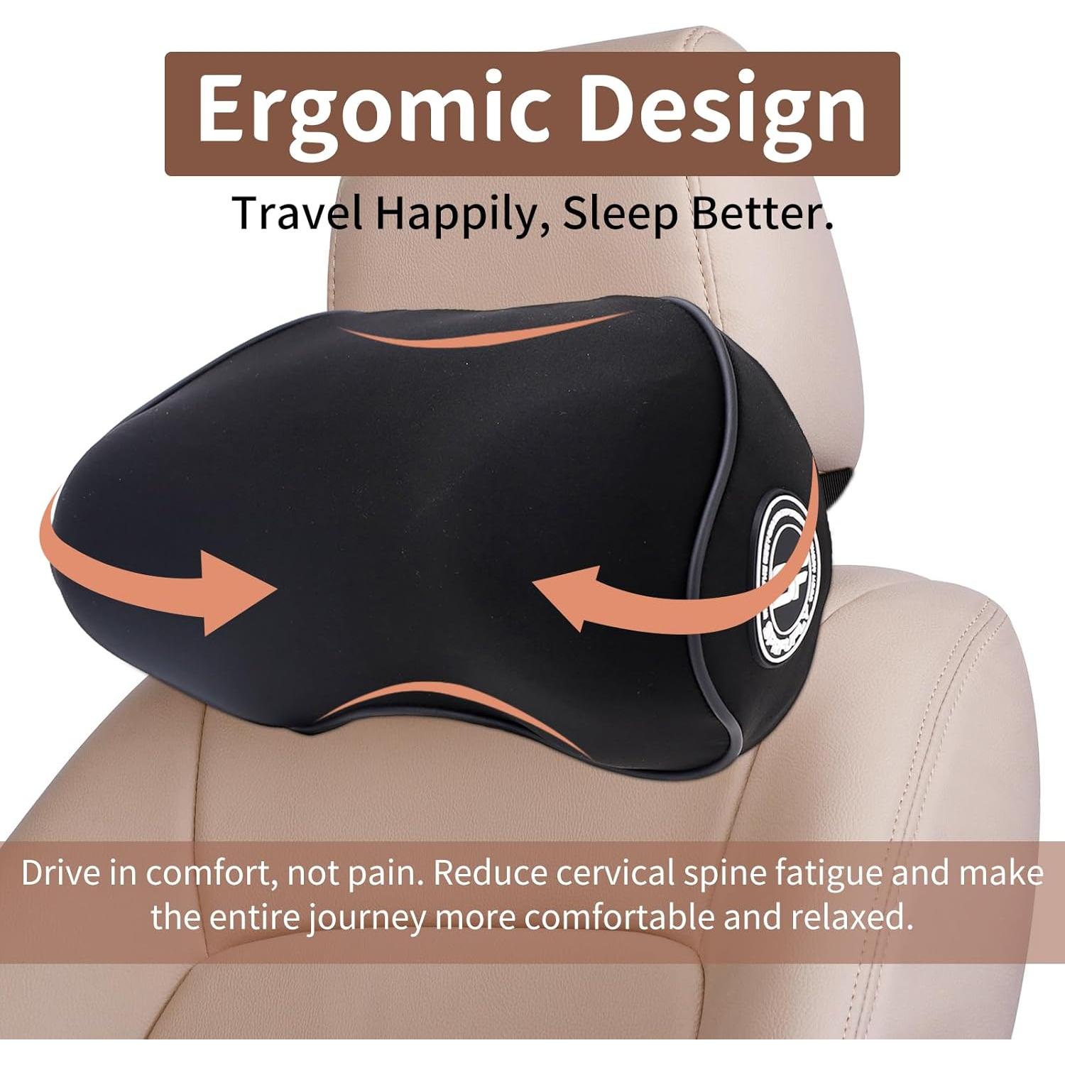 Almohadas para Reposacabezas de Coche SPRFUFLY - Espuma Viscoelástica 100% - Paquete de 2