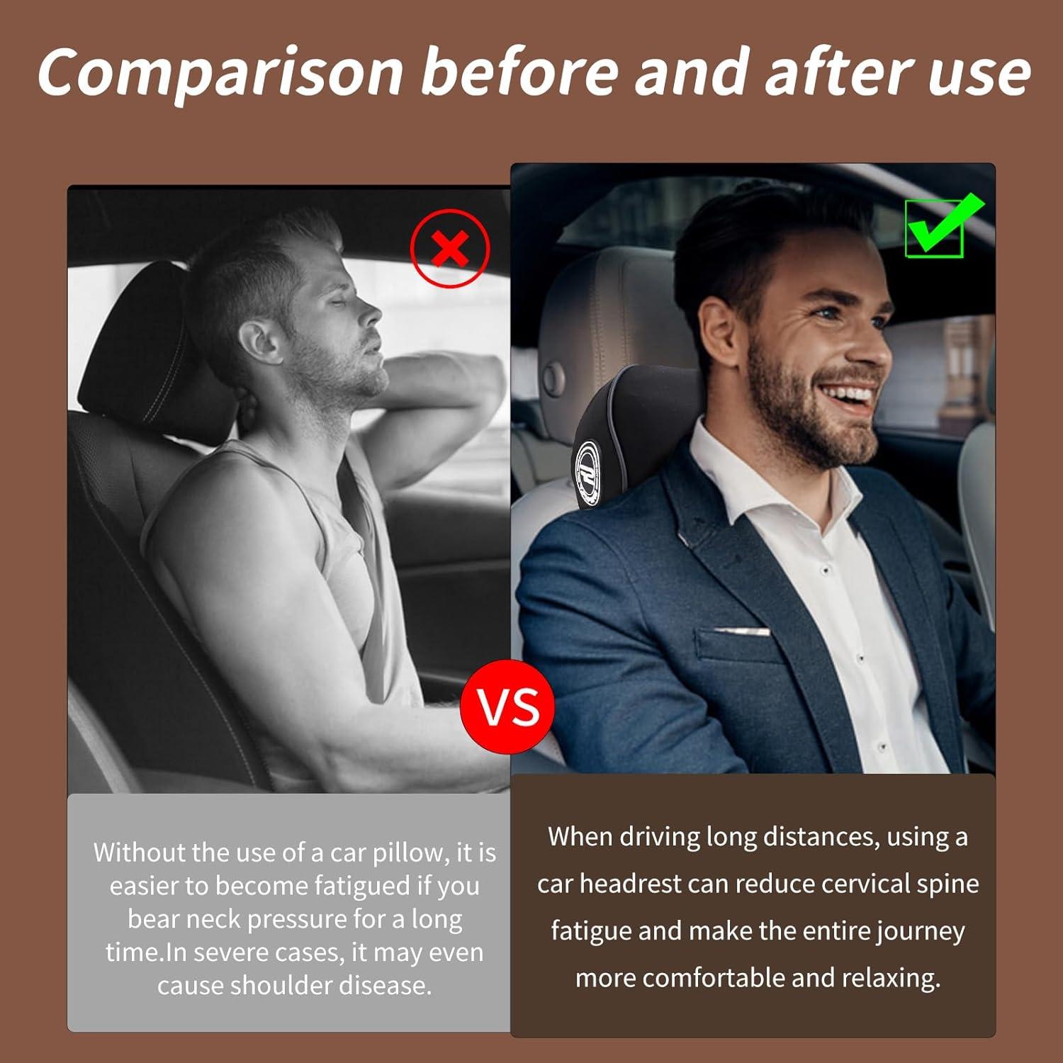 Almohadas para Reposacabezas de Coche SPRFUFLY - Espuma Viscoelástica 100% - Paquete de 2