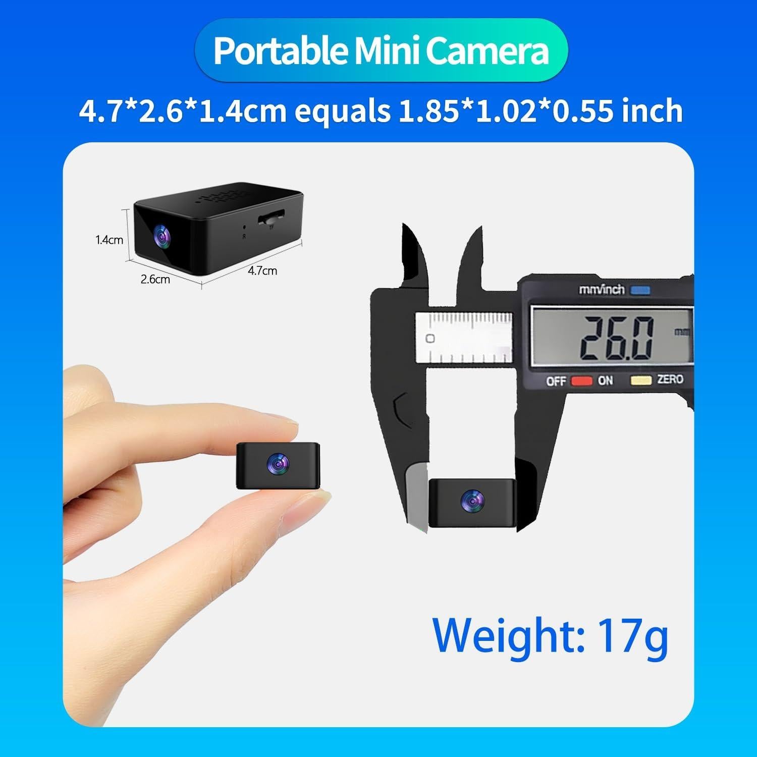 Mini Cámara 1080P Cuoum Portátil Sin WiFi Grabación Automática