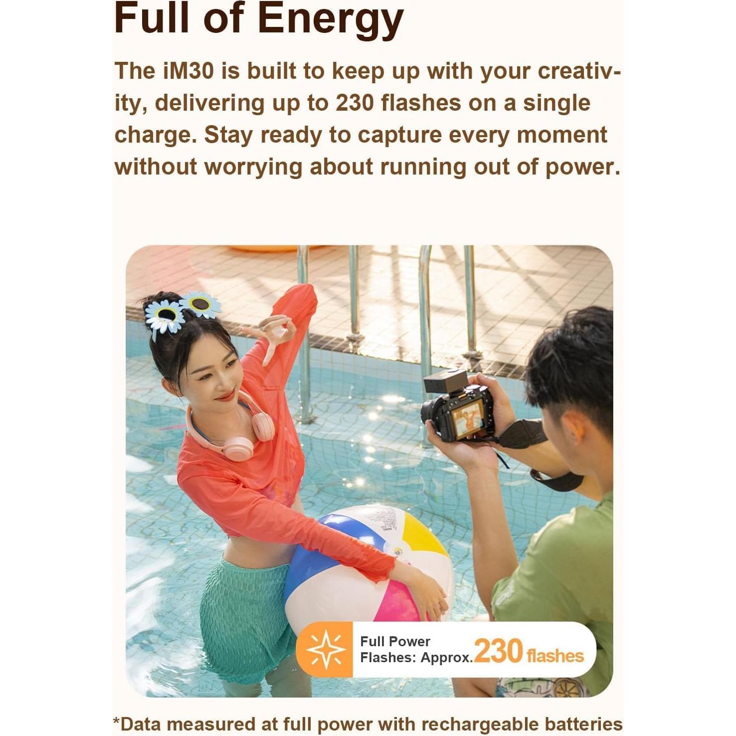 Flash Godox iM30 Mini - Compacto GN 15, 7 Niveles de Potencia