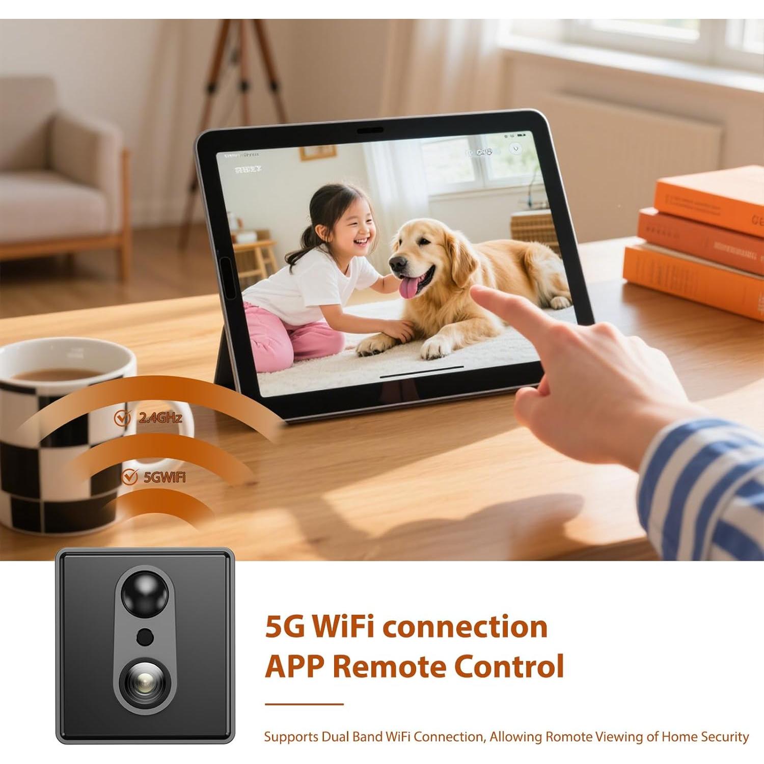 Cámara de Seguridad Inalámbrica RXIMA 4K WiFi 150° Negro