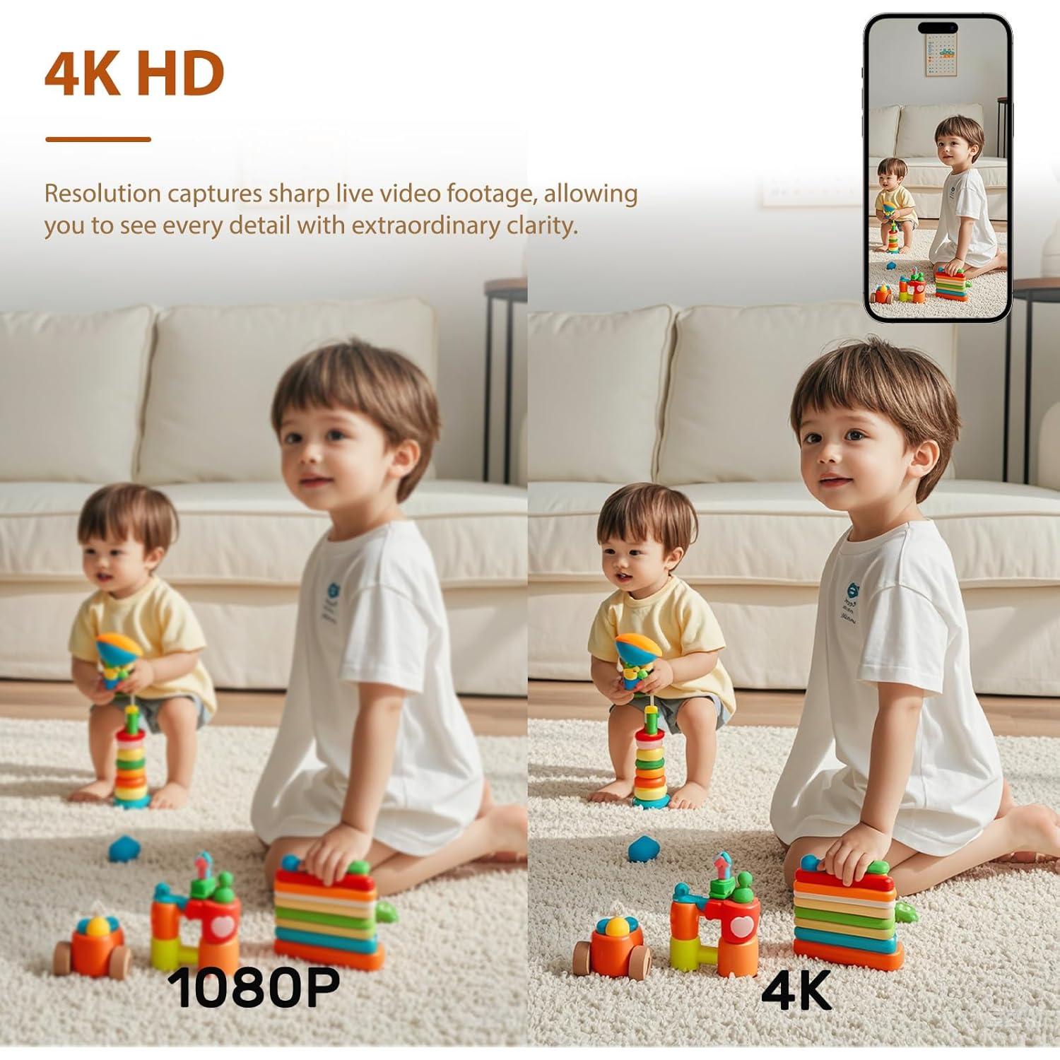 Cámara de Seguridad Inalámbrica RXIMA 4K WiFi 150° Negro