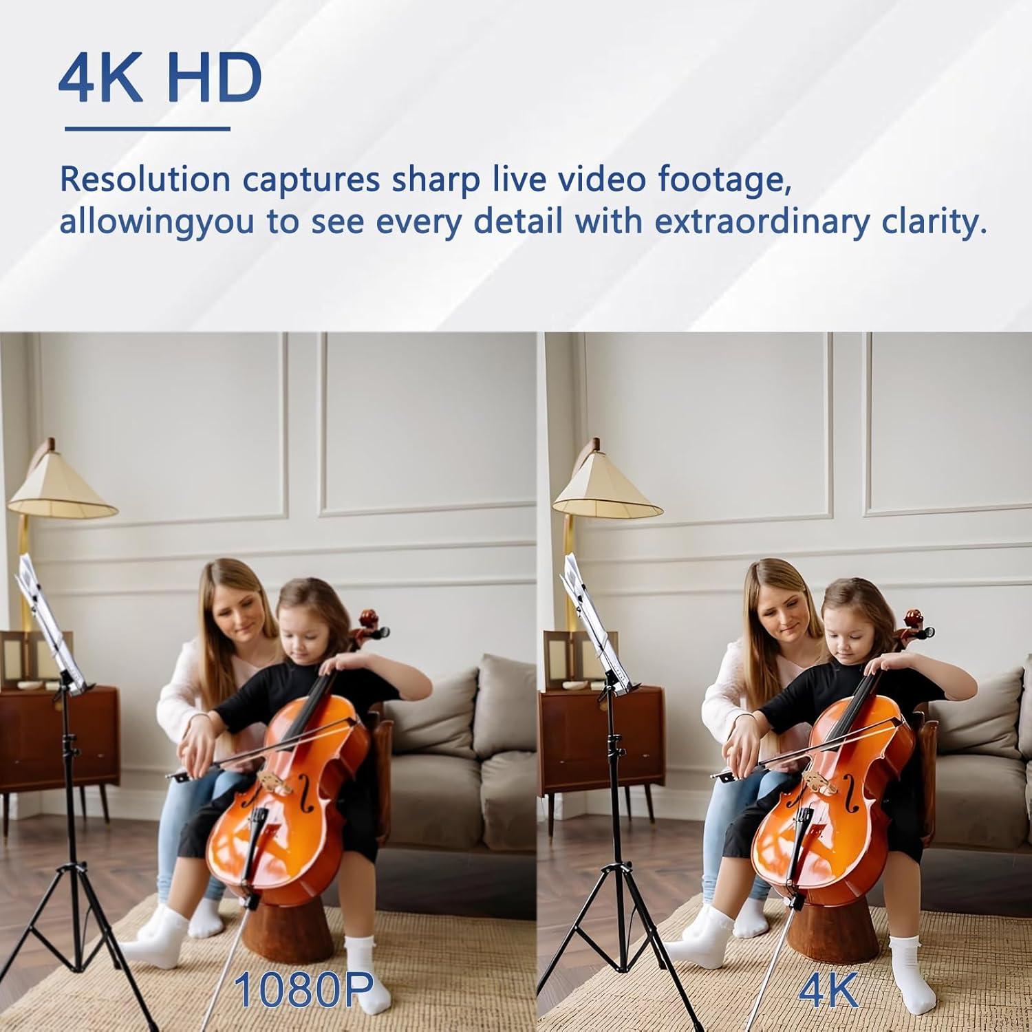 Cámara Inalámbrica WiFi 4K RXIMA con Detección de Movimiento