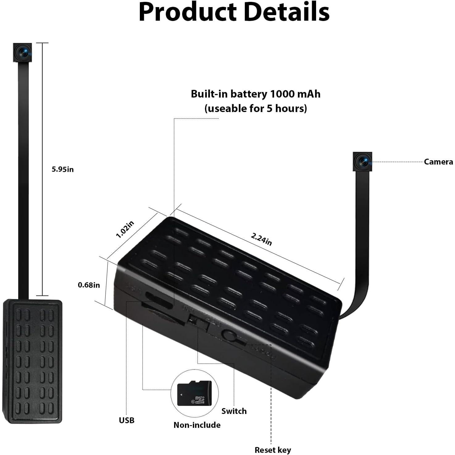 Cámara Nanny Inalámbrica NJINALW HD 1080P Mini Oculta