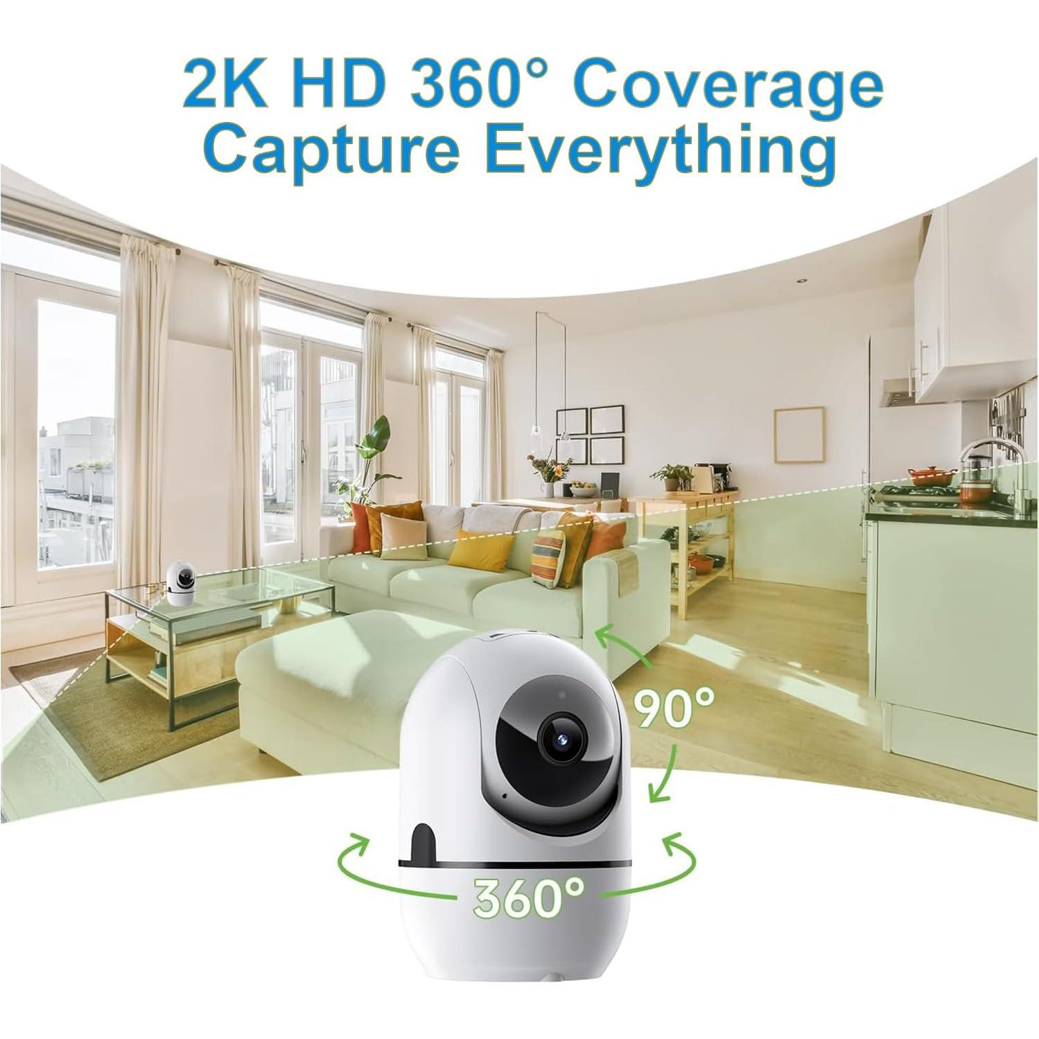 Cámara de Seguridad Interior GBIUT 2 Pack 360° HD WiFi 5G/2.4GHz