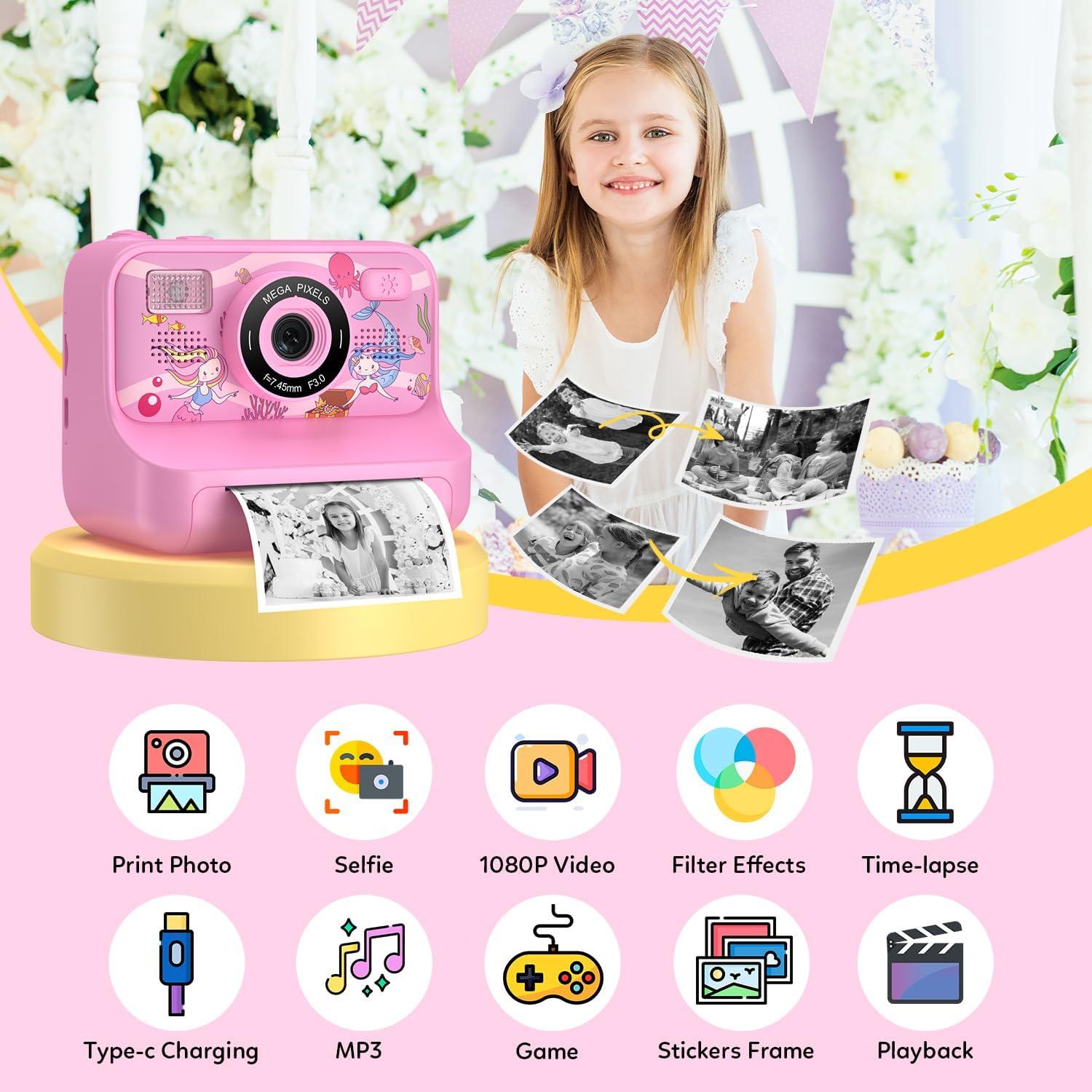 Cámara Instantánea para Niños Z12 1080P HD con Impresora