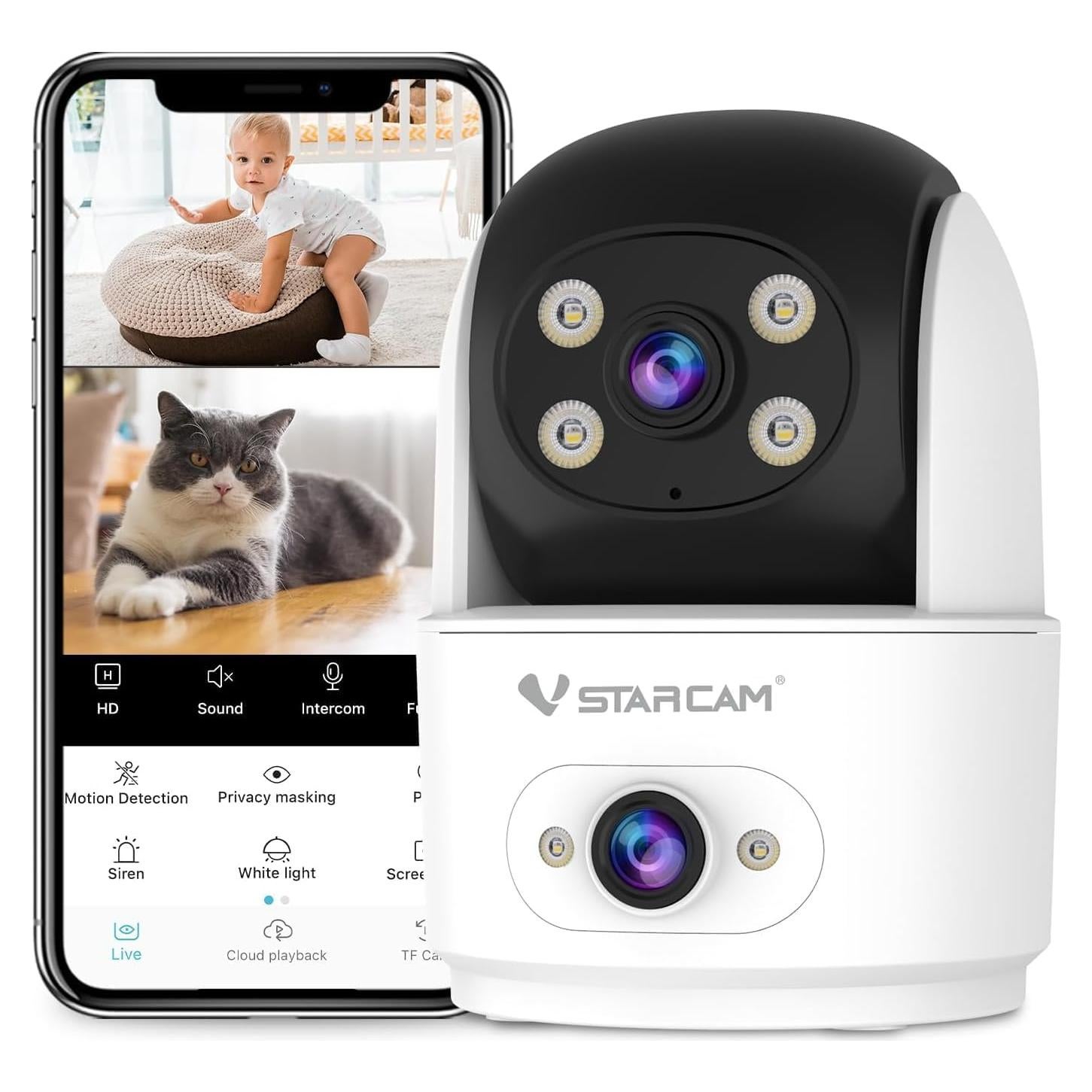 Cámara de Seguridad Interior VSTARCAM C996DR 2K Doble Lente