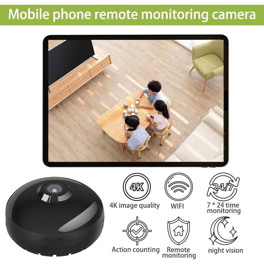 Cámara de Seguridad Mini WiFi 4K Genérico con Visión Nocturna