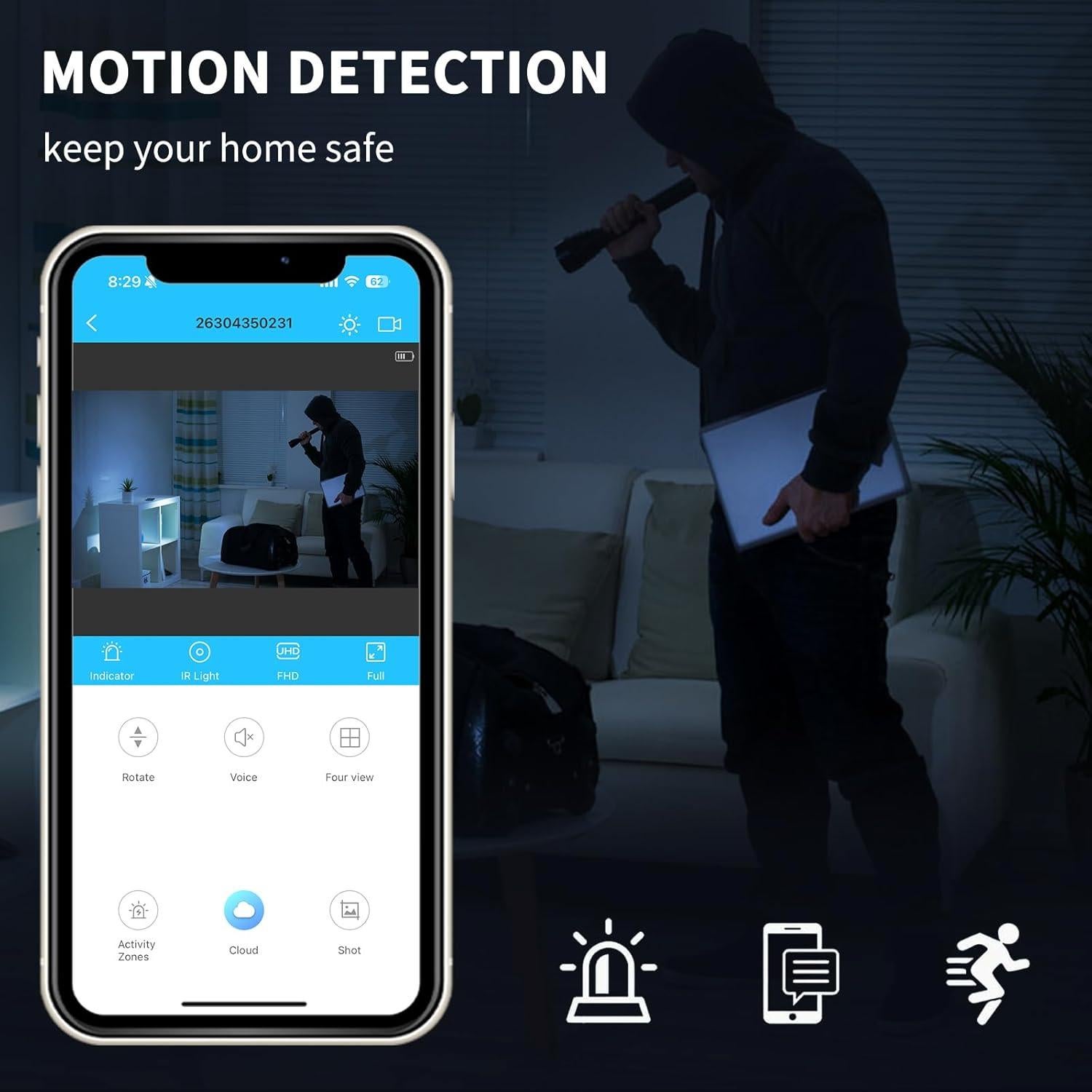 Cámara de Seguridad Inalámbrica Vegoran WS02 1080P WiFi