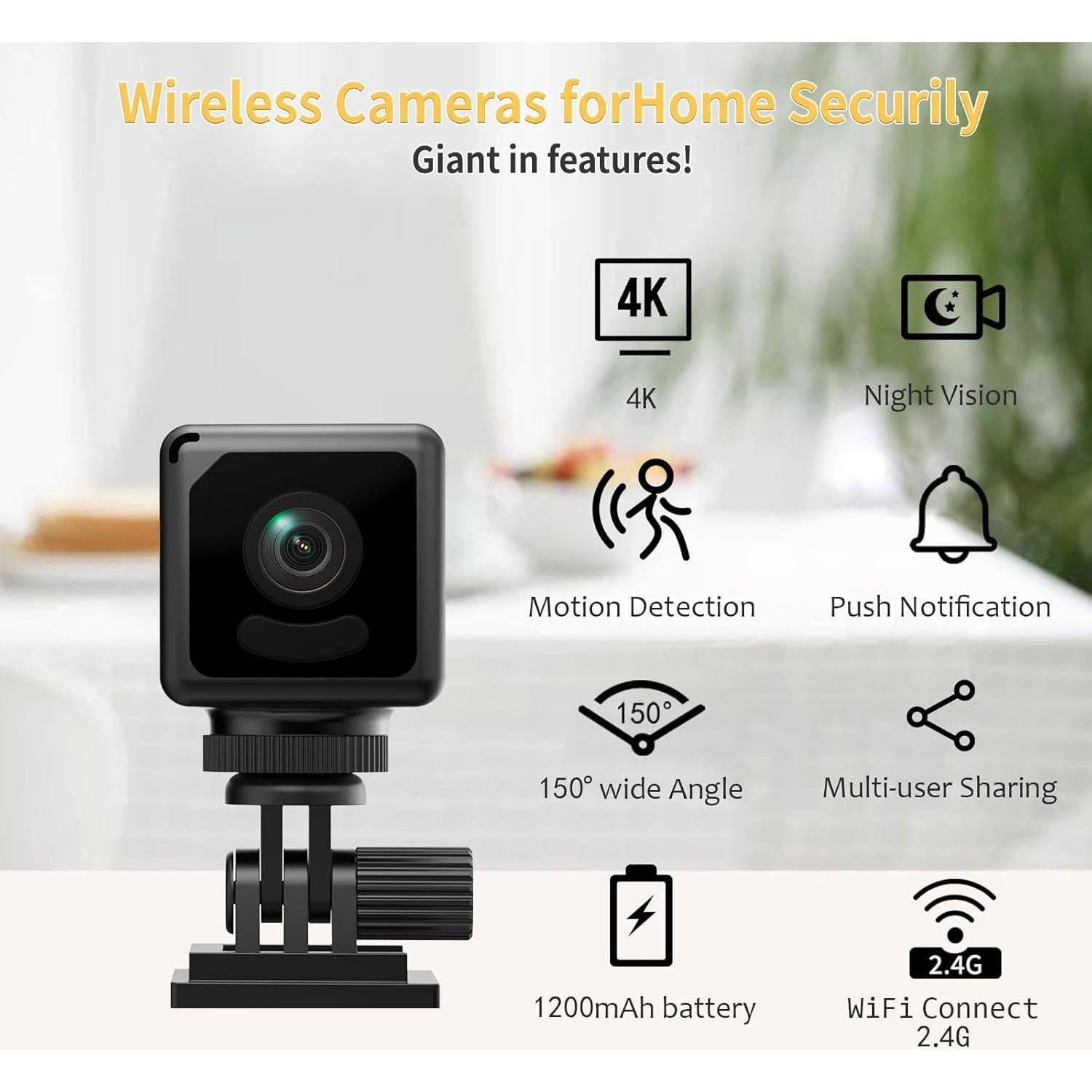 Mini Cámara Inalámbrica 4K Terura con Visión Nocturna y WiFi