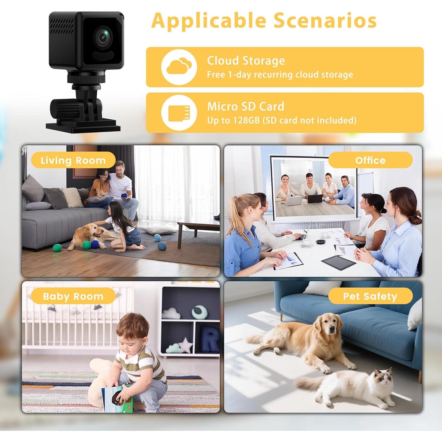 Mini Cámara Inalámbrica 4K Terura con Visión Nocturna y WiFi