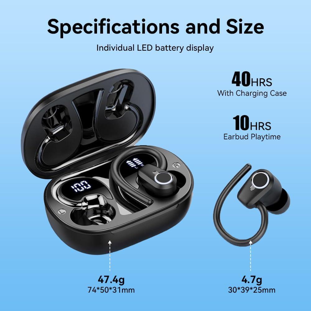 Auriculares Inalámbricos Bluetooth PWTEK HE-059 IPX7 50h