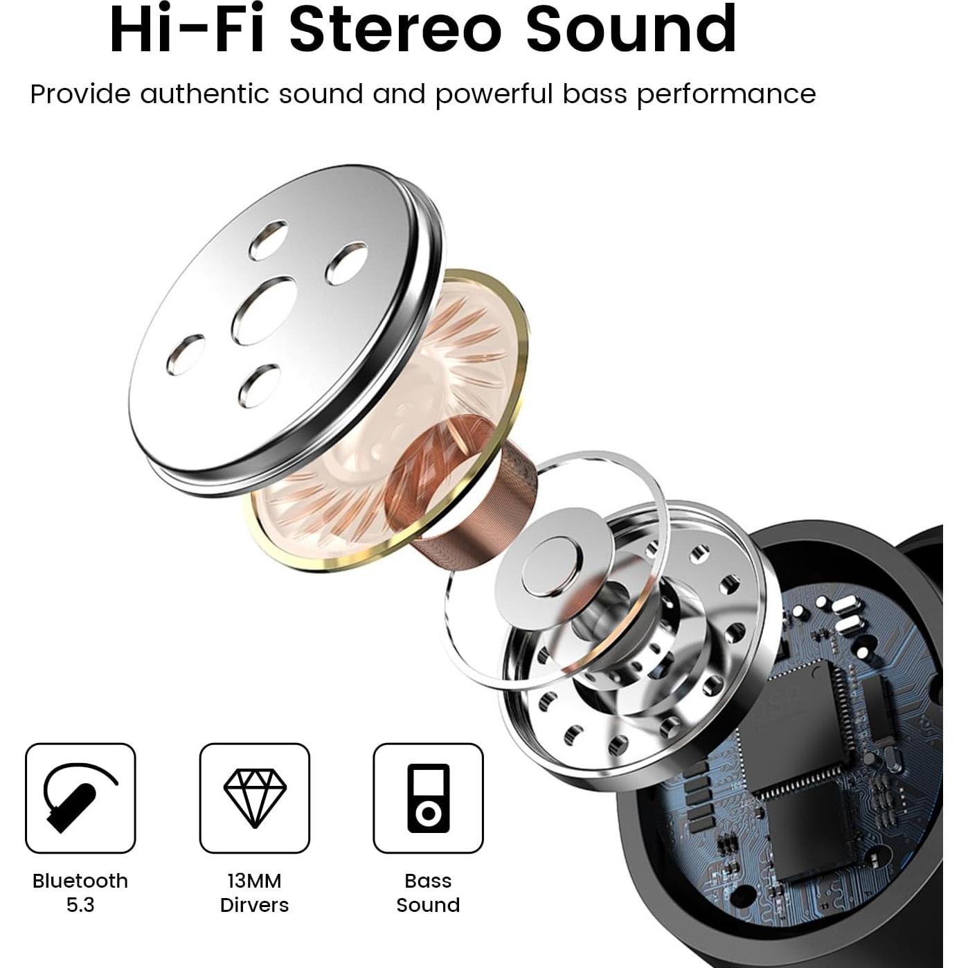 Auriculares Inalámbricos Bluetooth PWTEK HE-059 IPX7 50h