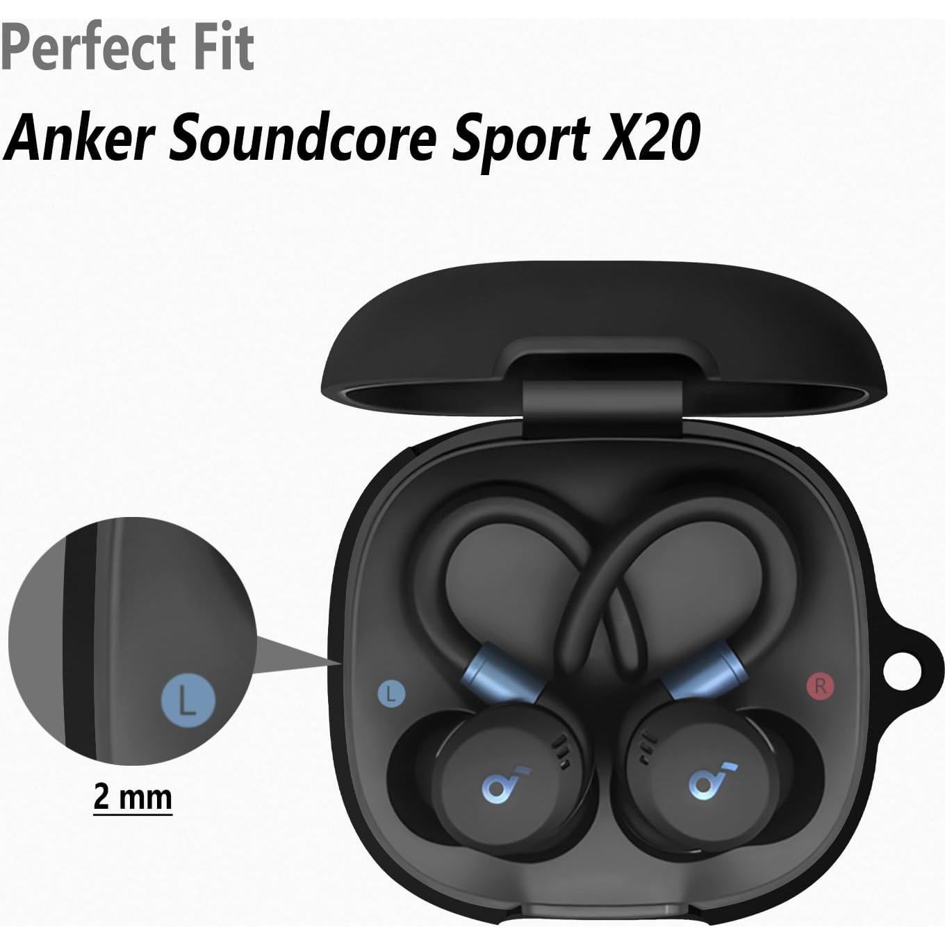 Funda de Silicona Geiomoo para Anker Soundcore Sport X20 - Negro