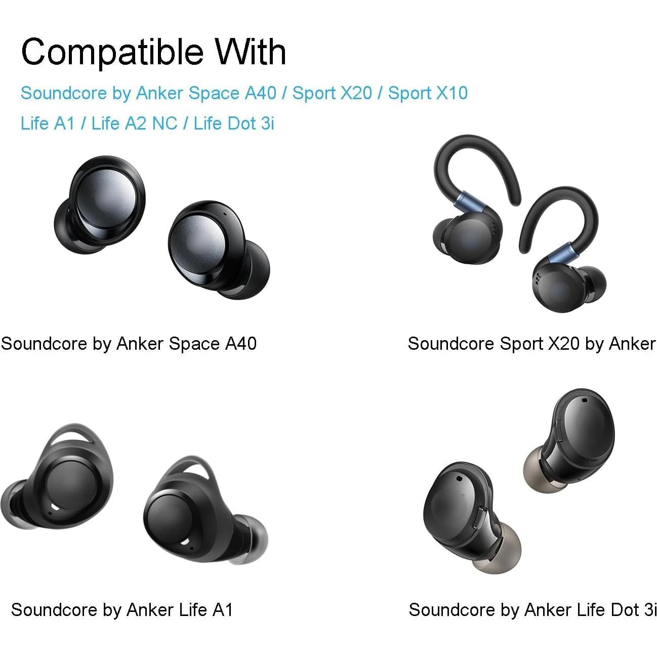 Puntas de Silicona Klowcok para Auriculares Anker Soundcore 8 Pares