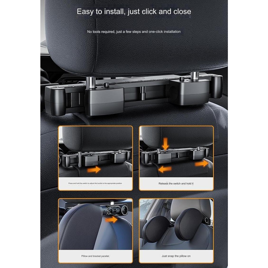 Cojín de Reposacabezas Ajustable PartsTo para Viajes - Negro