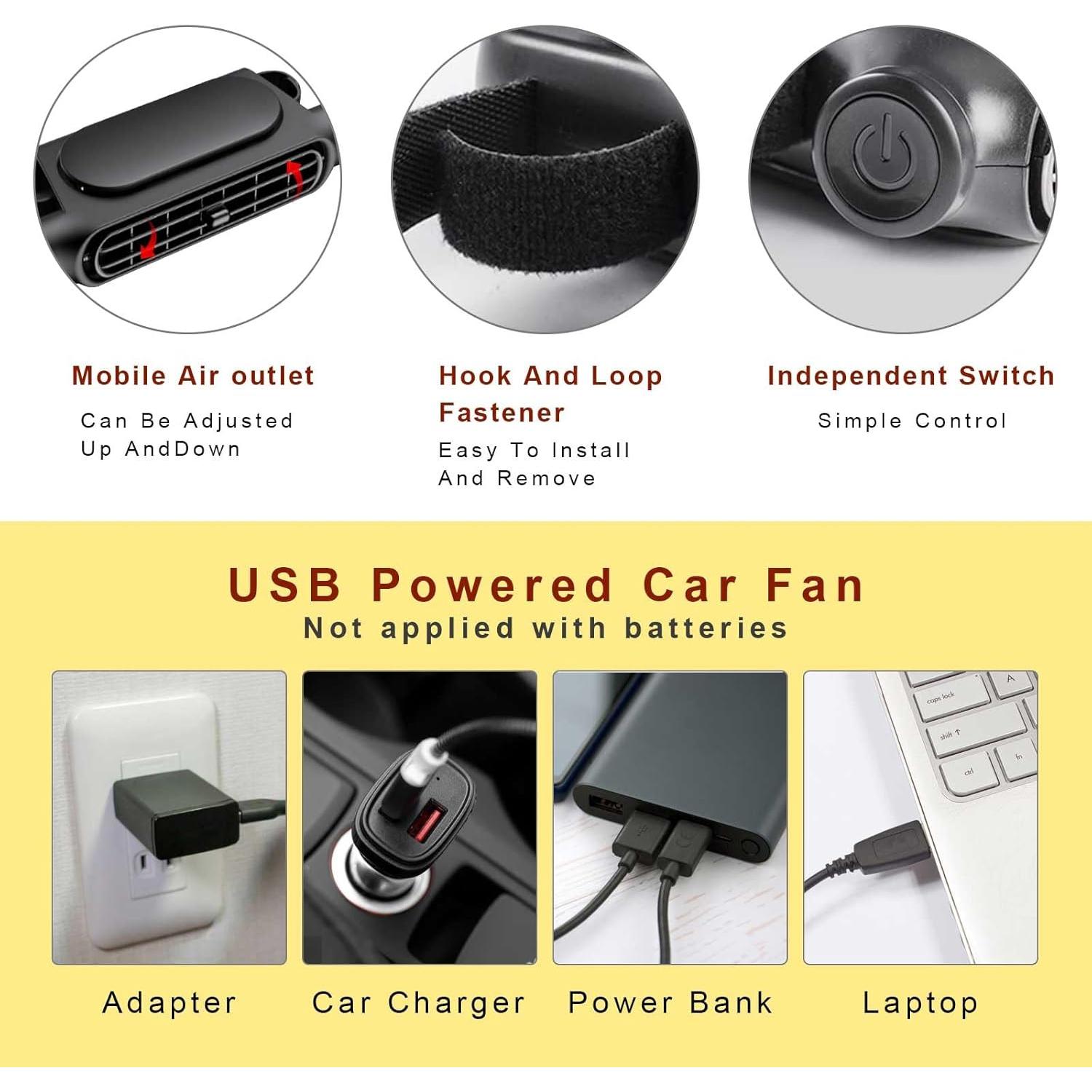 Ventilador de reposacabezas Loisdaro para coche 2pcs USB