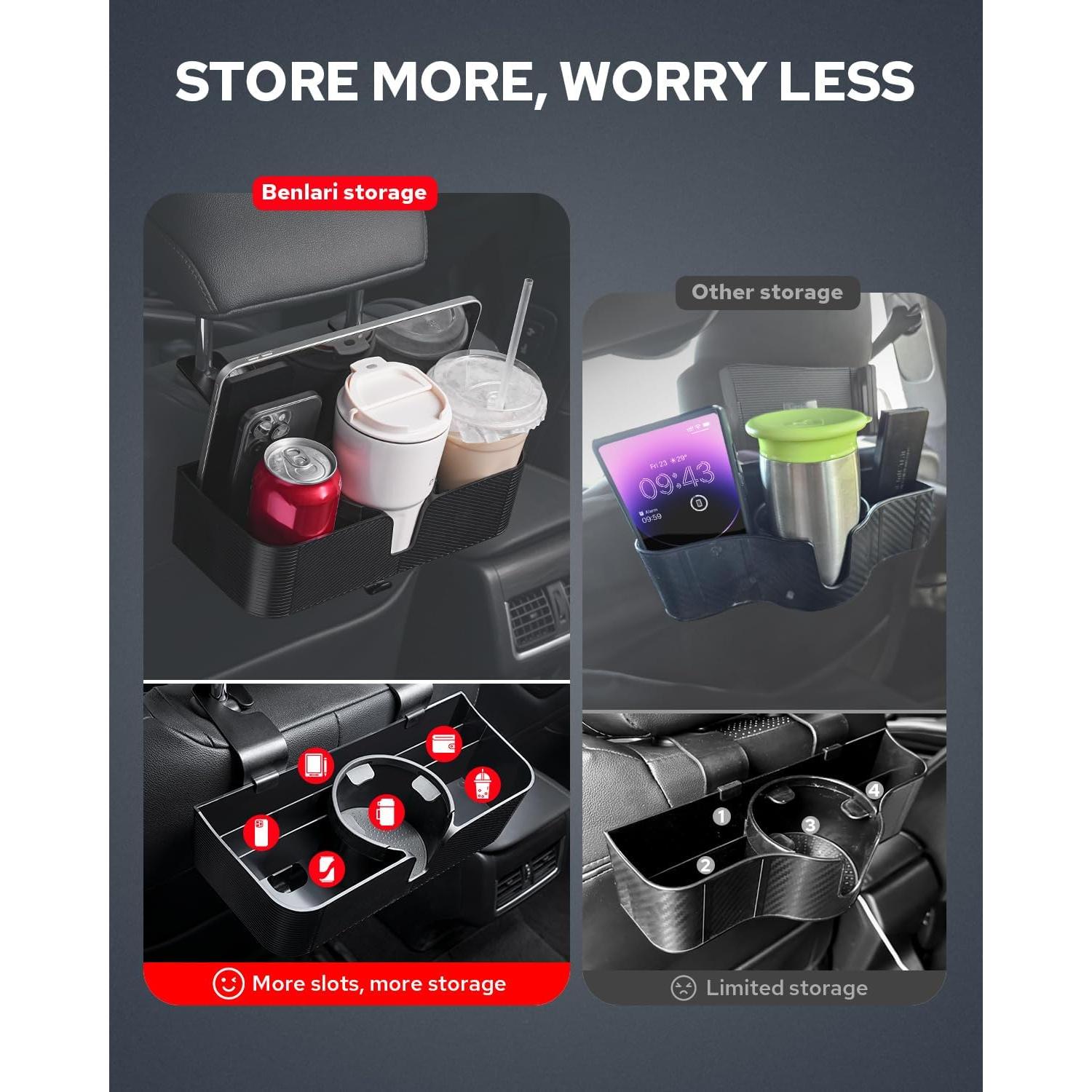 Organizador de Respaldo de Asiento de Coche Benlari Negro 3 en 1