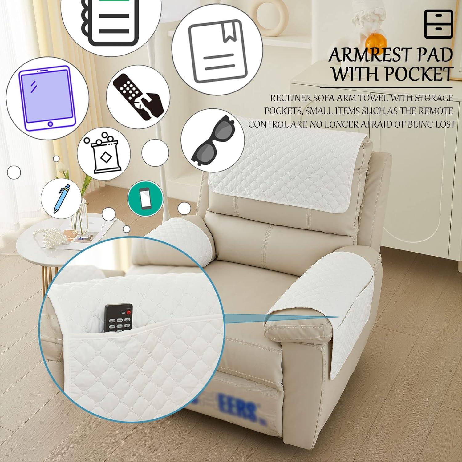 Funda de reposabrazos y reposacabezas NNSMUN Beige 3 plazas