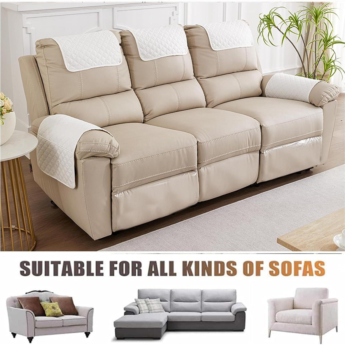 Funda de reposabrazos y reposacabezas NNSMUN Beige 3 plazas