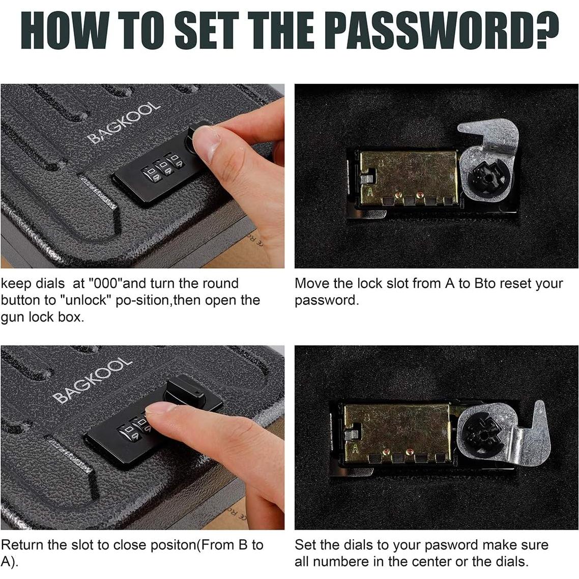 Caja de Seguridad Portátil BAGKOOL con Cerradura de Combinación 3 Dígitos