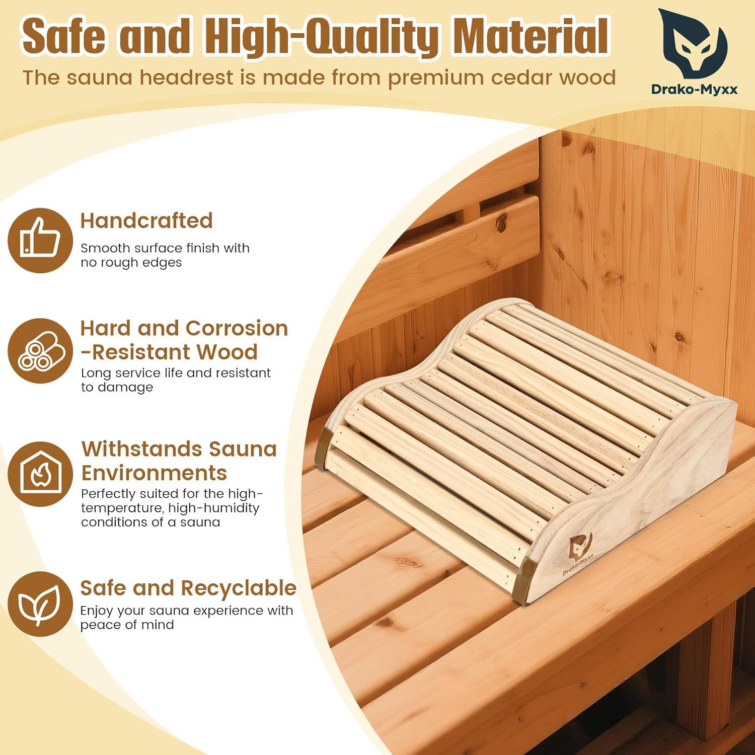 Reposacabezas de Sauna Drako-Myxx de Cedro Hecho a Mano