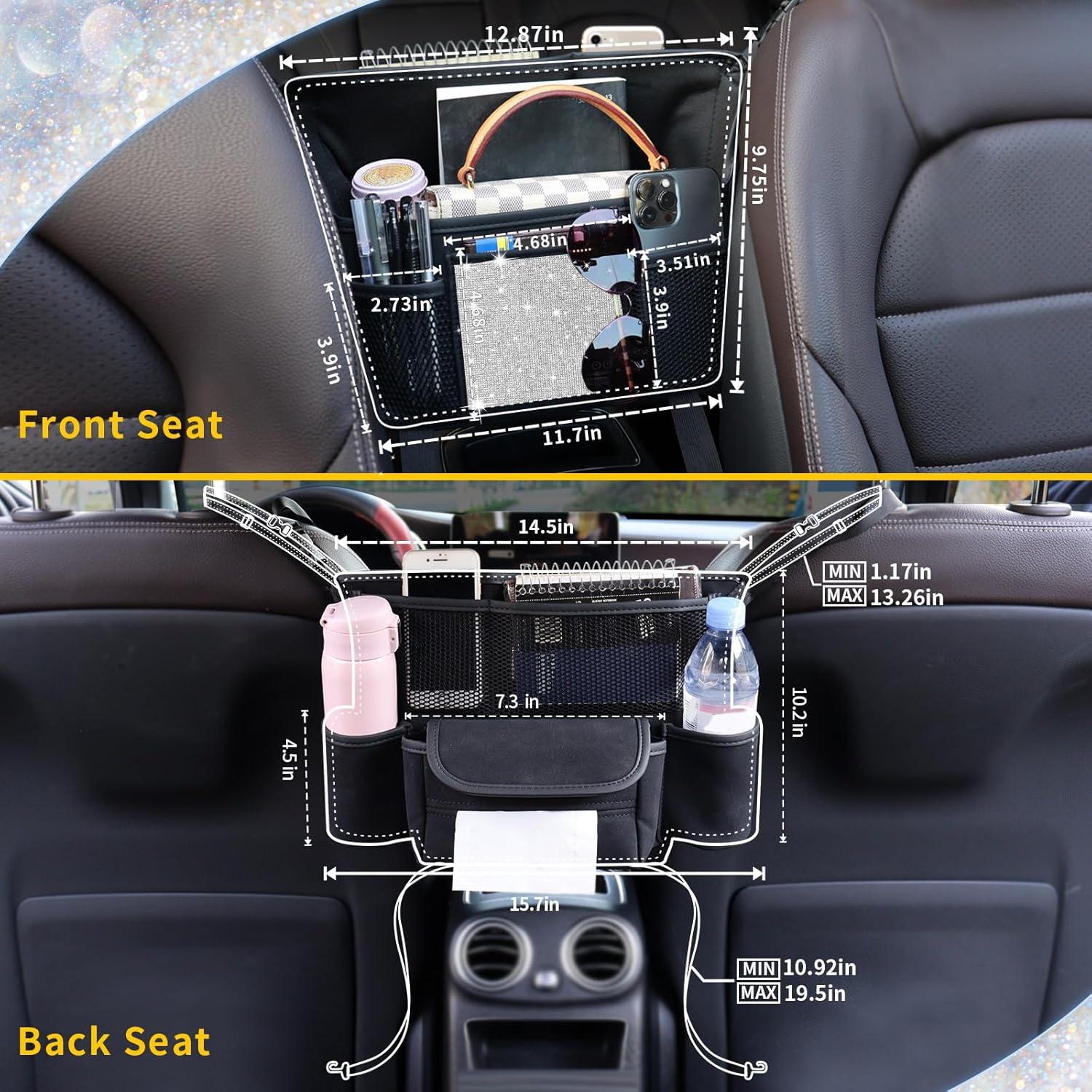 Organizador de Asiento Donpeshe Negro con Diamantes Brillantes