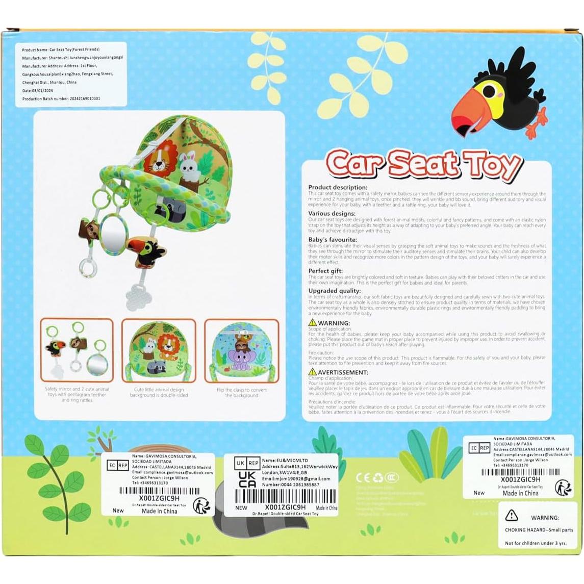 Juguete de Silla de Auto Dr.Rapeti Doble Cara para Bebés 0-12 Meses