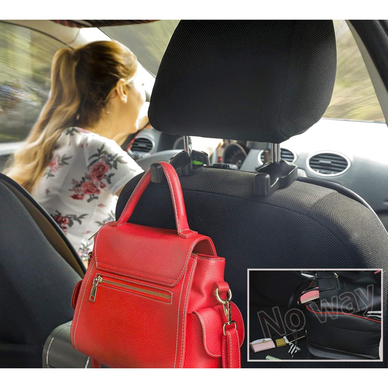 Ganchos para Bolsos de Auto Phovana - 4 Piezas Negro