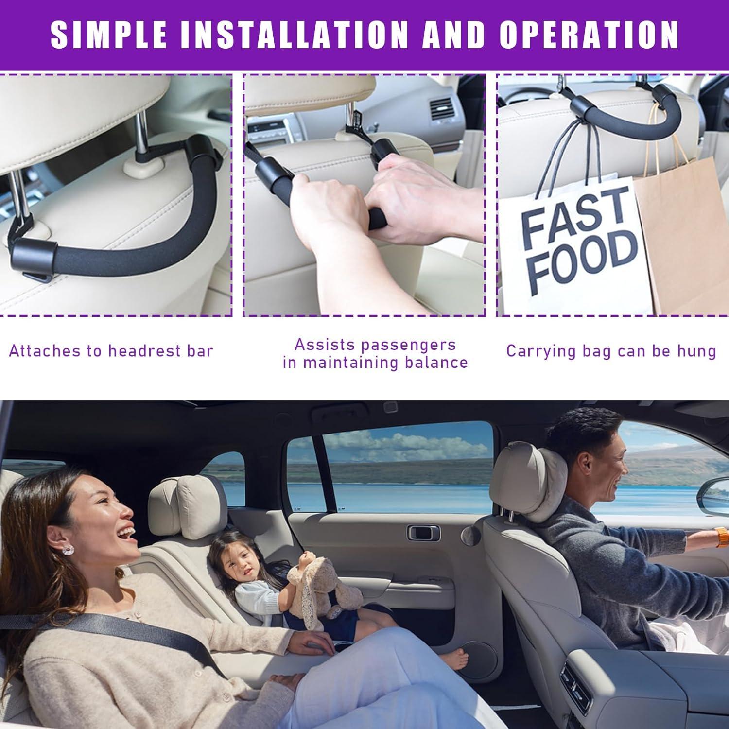 Agarre de Reposacabezas de Coche Dickno 2 PCS Negro