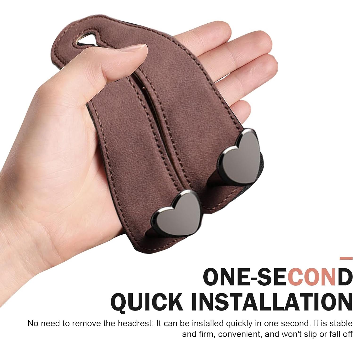 Ganchos para Asiento de Coche Opuweiy 2 PCS Marrón Soporte Teléfono