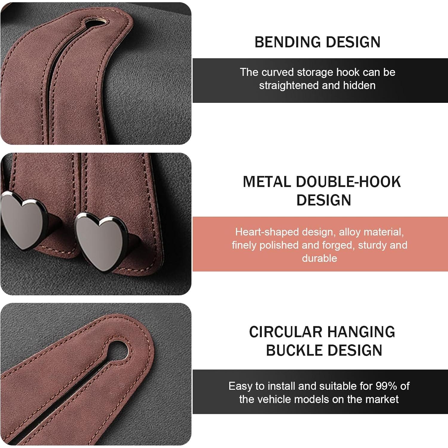 Ganchos para Asiento de Coche Opuweiy 2 PCS Marrón Soporte Teléfono