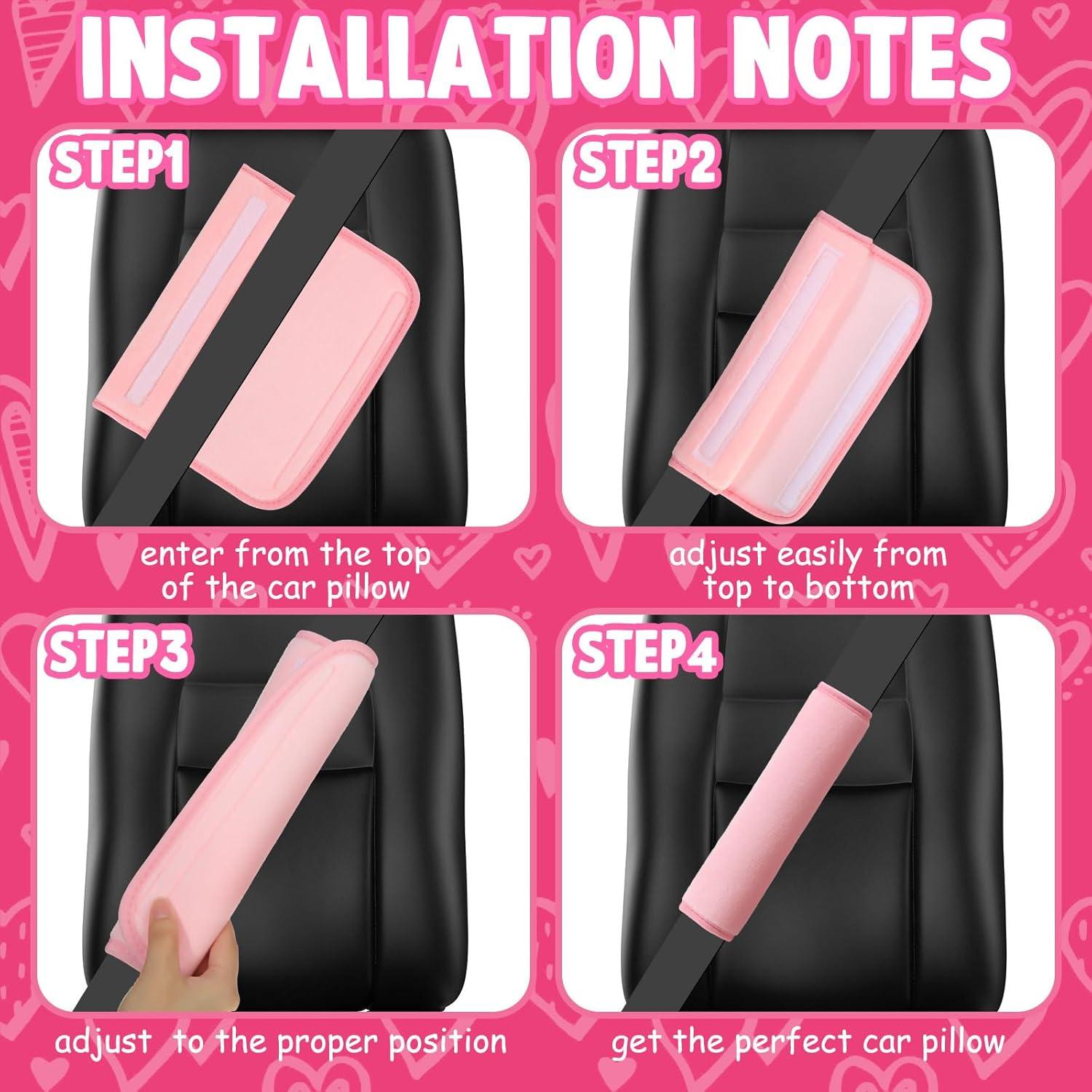 Juego de Accesorios para Auto 4 Piezas Rosa Kawaii