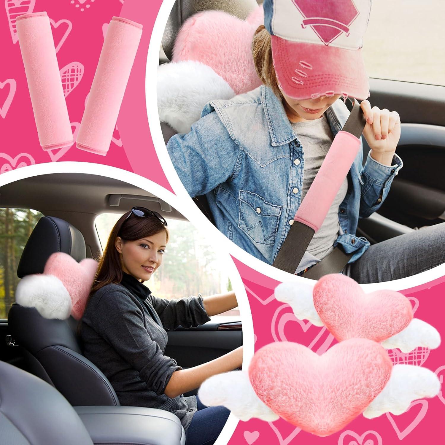 Juego de Accesorios para Auto 4 Piezas Rosa Kawaii