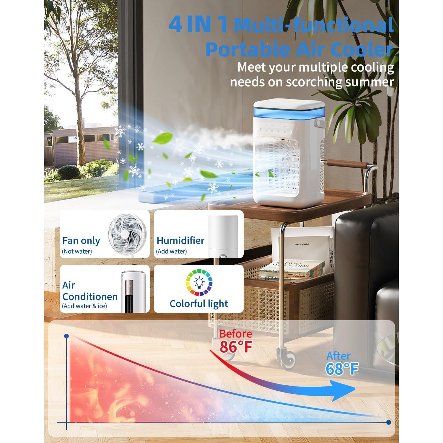 Acondicionador de Aire Portátil PUGEFUJI F35 Blanco 3 Velocidades