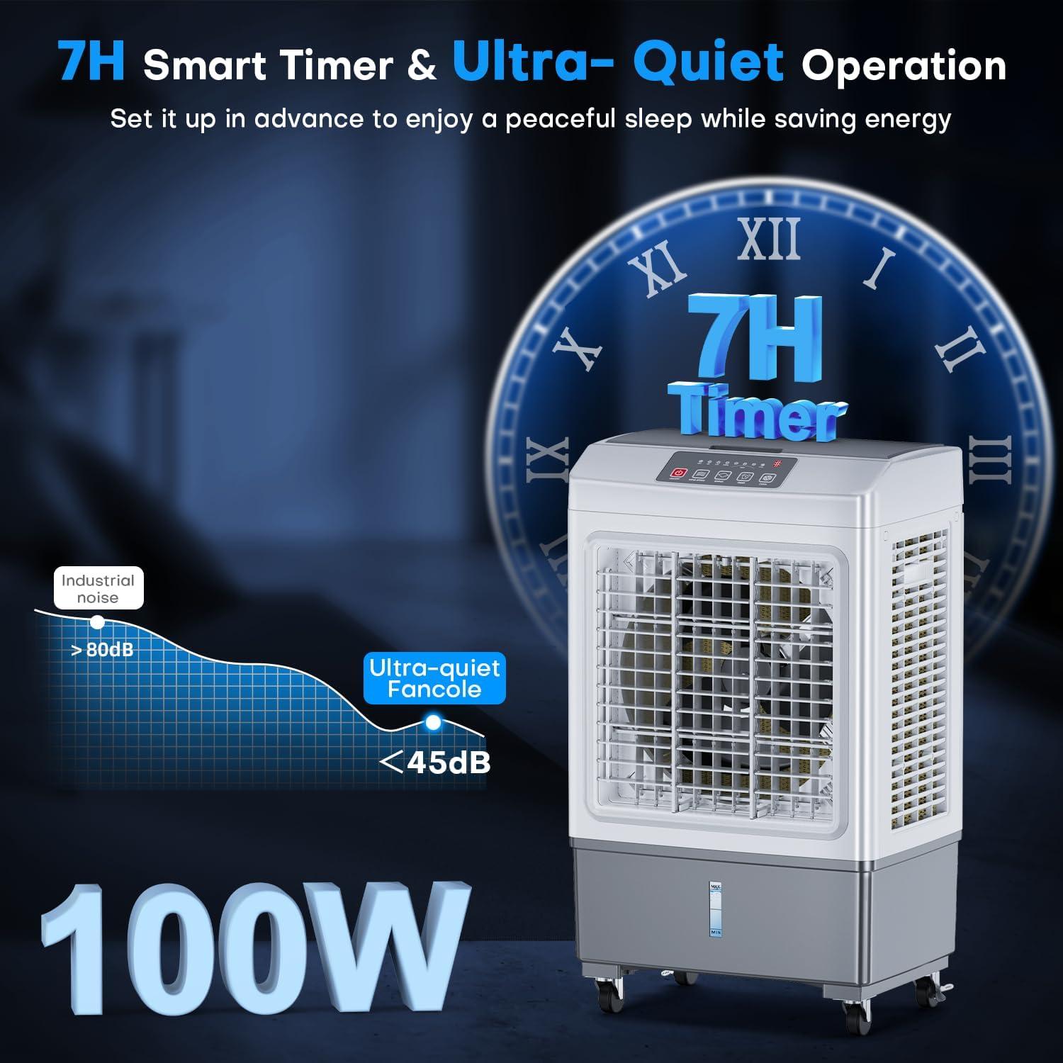 FANCOLE Enfriador de Aire Evaporativo 2100 CFM 30.28L Portátil