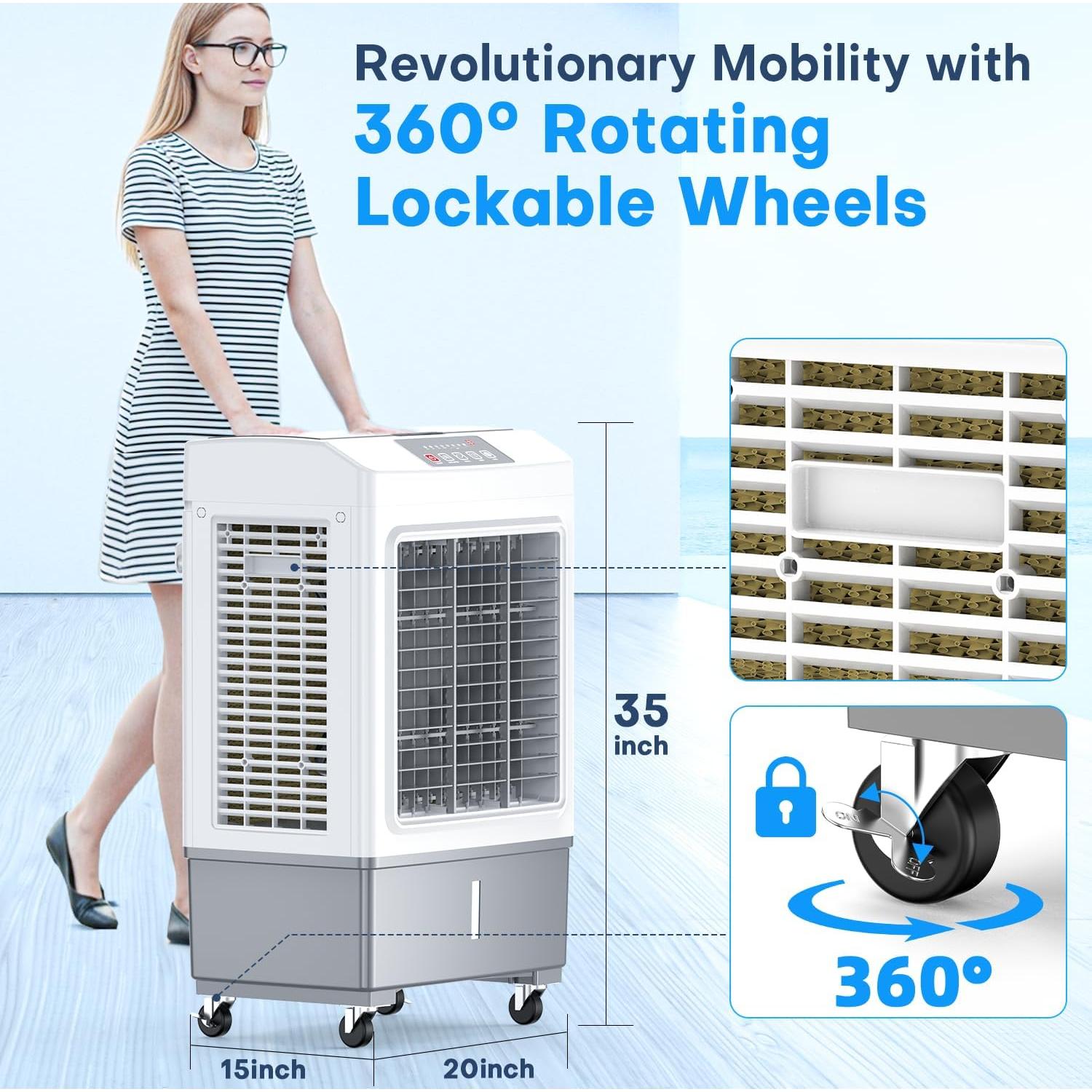 FANCOLE Enfriador de Aire Evaporativo 2100 CFM 30.28L Portátil