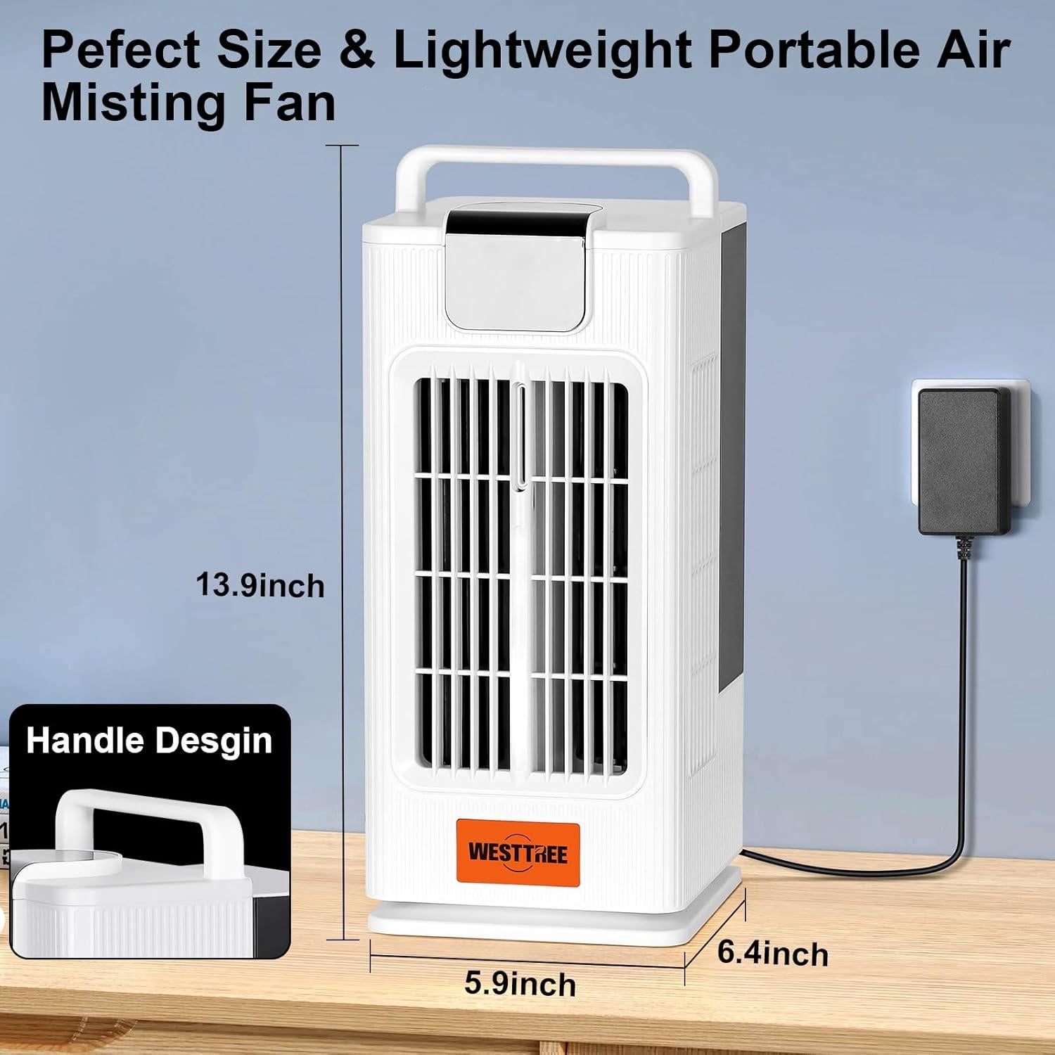 Ventilador de Torre Portátil WESTTREE F10 Blanco con Rocío